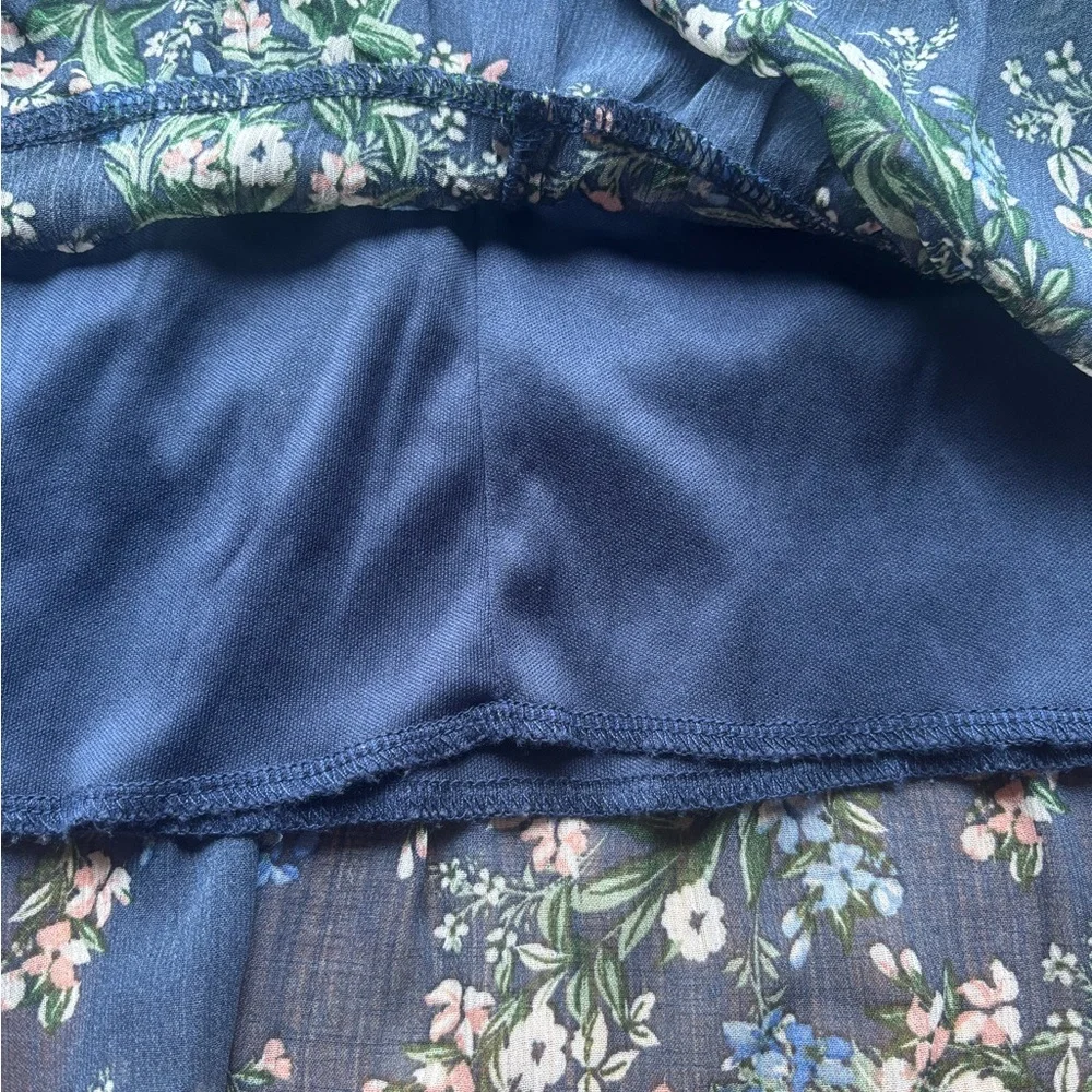 Mi Ami Floral Mini Skirt - Blue and Green Floral